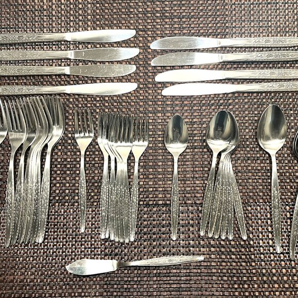 Vintage MCM Interup INR7 Stainless 61pc Flatware Set Service  Vintage MCM Interup INR7 Stainless 41pc Flatware Set Service for 8